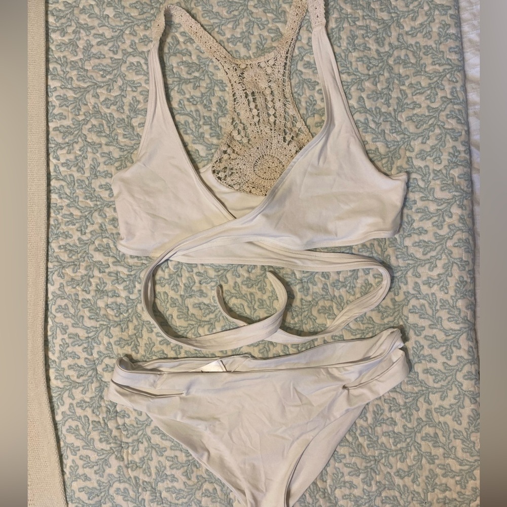 L Space white crochet Joey bikini set